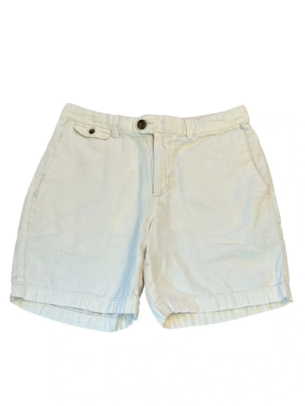 Banana Republic Cream White Linen-Blend Bermuda Shorts